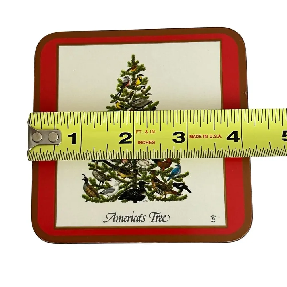 Pimpernel Americas Tree State Birds Coaster Set 6 Christmas 1978 Box Festive Vtg